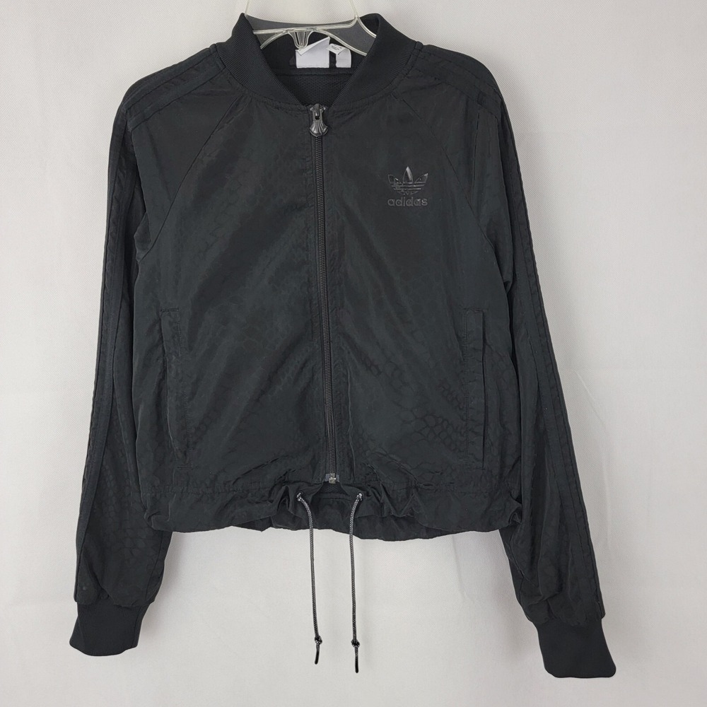 ADIDAS Womens Jacket XS Track Superstar 2.0 Bomber BLACK Snakeskin Full Zip